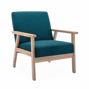 sweeek - Houten fauteuil met stoffen zitting