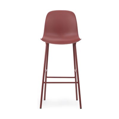 Normann Copenhagen Form barkruk H75 hoge rug Red vierpoot staal