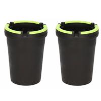 Auto Asbak - Set van 2x stuks - glow in the dark - 11 cm - lichtgevend
