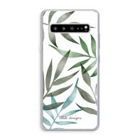 Tropical watercolor leaves: Samsung Galaxy S10 5G Transparant Hoesje