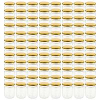 vidaXL Jampotten met goudkleurige deksels 96 st 230 ml glas - thumbnail