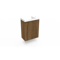 Fonteinkast Cafe Oak Arcqua Ridge 40x55x28 cm Incl. Fontein Mat Wit Zonder Overloop