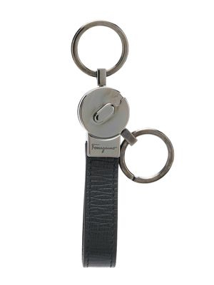 Ferragamo porte-clés à empiècement en cuir - Noir