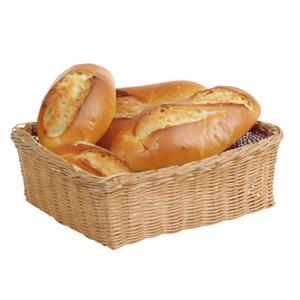 Kesper Brood/fruit mandje - gevlochten kunststof - lichtbruin - rechthoek - L32 x B26 x H11 cm - broodmandjes   -