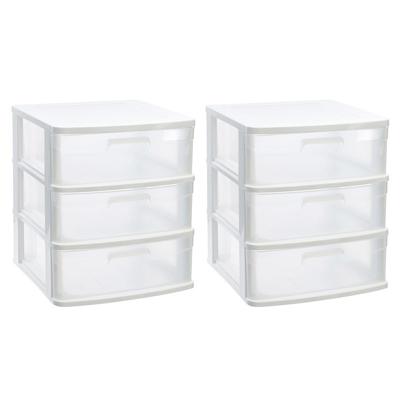 Ladeblok/bureau organizer - 2x lades - wit/transparant - L40 x B39 x H49.5 cm - kunststof Ladeblok/bureau organizer - 2x lades - wit/transparant - L40 x B39 x H49.5 cm - kunststof