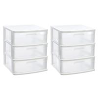 Ladeblok/bureau organizer - 2x lades - wit/transparant - L40 x B39 x H49.5 cm - kunststof