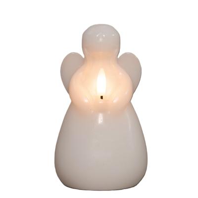LED herdenkingskaars engel?- wit - 14 x 8 cm - met timer - op batterijen