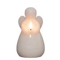 LED herdenkingskaars engel?- wit - 14 x 8 cm - met timer - op batterijen