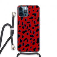 Red Leopard: iPhone 13 Pro Max Transparant Hoesje met koord
