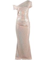 Talbot Runhof robe longue asymétrique à sequins - Rose