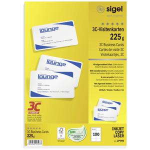 Sigel LP798 Bedrukbare visitekaarten, gladde kant 85 x 55 mm Helderwit 100 stuk(s) Papierformaat: DIN A4