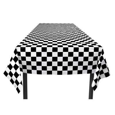Tafelkleed Finish - racing thema - zwart/wit- geblokt - 130 x 180 cm - polyethyleen