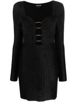 TOM FORD robe courte métallisée à col cœur - Noir