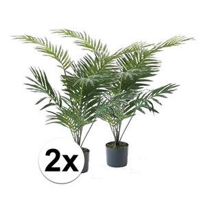 2x Groene palmboom kunstplant 90 cm in pot