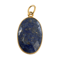 Edelsteen Hanger Ovaal Vriendschap - Lapis Lazuli - 925 Zilver & Verguld (20 mm) - thumbnail