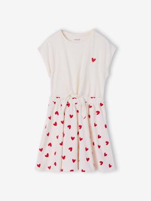 Meisjesjurk met 2-in-1 effect vanille