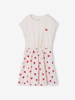 Meisjesjurk met 2-in-1 effect vanille