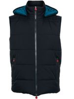 Kiton gilet zippé à capuche - Bleu - thumbnail