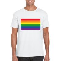 T-shirt met Regenboog vlag wit heren