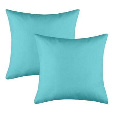 Stof Textile sierkussen Hawaii - 2x - aqua blauw - 40 x 40 cm - bank kussens - polyester