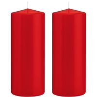 2x Rode woondecoratie kaarsen 8 x 20 cm 119 branduren
