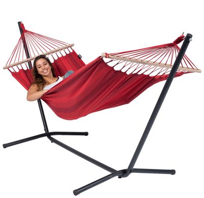 Tropilex Hangmatset Single 'Easy & Relax' Red - Rood - Colombiaans, Spreidstok - 120 kg