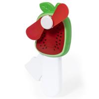 Mini ventilator/handventilator Manhattan - meloen - 7 x 13 x 3 cm - verkoeling in zomer