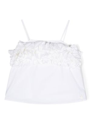 Miss Blumarine t-shirt volanté à fines bretelles - Blanc