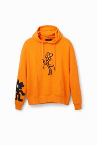 Sweatshirt met bloemen - ORANGE - L