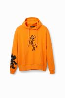 Sweatshirt met bloemen - ORANGE - M