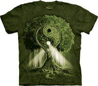 T-Shirt Mountain Artwear Yin Yang Tree Groen XL - thumbnail