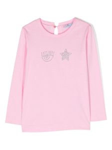 Chiara Ferragni Kids sweat en coton à logo strassé - Rose