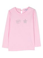 Chiara Ferragni Kids sweat en coton à logo strassé - Rose - thumbnail