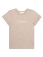 Chloé Kids t-shirt en coton biologique à logo imprimé - Tons neutres