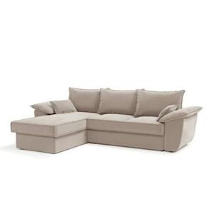 Beige fluwelen linker hoekbank 257cm