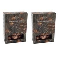 Lichtsnoer - 2x - 10 balletjes - koper - op batterijen - 100 cm - Kerstverlichting