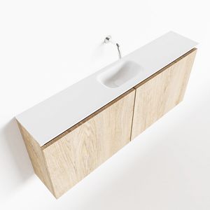 Toiletmeubel Mondiaz Ture | 120 cm | Meubelkleur Washed oak | Eden wastafel Talc Midden | Zonder kraangat