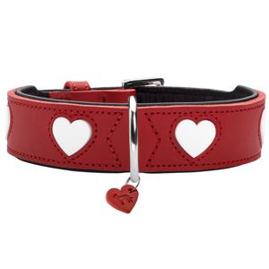 Hunter 69906 hond & kat halsband Rood, Wit Leer M-L Standaard halsband