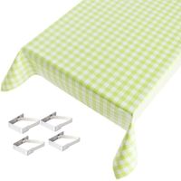 Groene tafelkleden/tafelzeilen ruiten print 140 x 245 cm rechthoekig met 4x tafelkleedklemmen   -