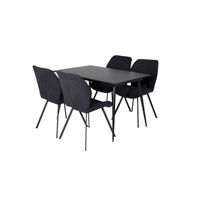 SilarBLExt eethoek eetkamertafel uitschuifbare tafel lengte cm 120 / 160 zwart en 4 Gemma eetkamerstal zwart.