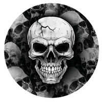 Halloween/horror schedel/doodshoofd bordjes - 6x - zwart - papier - D23 cm - thumbnail