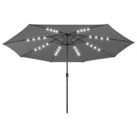 VidaXL Parasol met led-verlichting 400 cm antracietkleurig