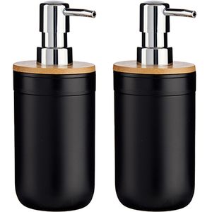 2x Stuks Zeeppompjes/zeepdispensers kunststof - zwart - 350 ml