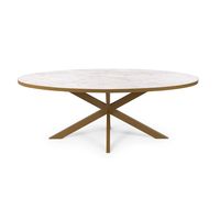 Stalux Ovale eettafel Mees 180 x 100cm - goud / wit marmer - Ovaal