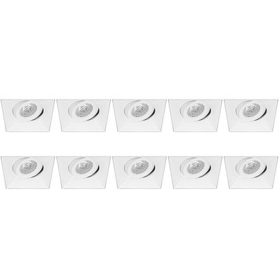Spot Armatuur 10 Pack - Pragmi Nivas Pro - GU10 Inbouwspot - Vierkant - Wit - Aluminium - Trimless - Kantelbaar - 150mm