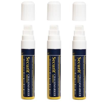 3x stuks securit krijtstift met platte punt - wit - 7-15 mm - schrijven op krijtborden