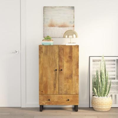 Hoge kast met lade 60x33x100 cm massief mangohout en ijzer