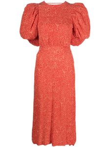 ROTATE BIRGER CHRISTENSEN robe mi-longue à fleurs en jacquard - Rouge