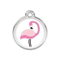 Flamingo White roestvrijstalen hondenpenning medium/gemiddeld dia. 3 cm - Reddingo