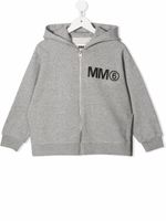 MM6 Maison Margiela Kids hoodie zippé à logo imprimé - Vert - thumbnail